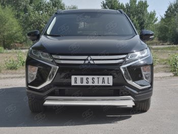 9 649 р. Защита переднего бампера (Ø75х42 мм, нержавейка) Russtal Mitsubishi Eclipse Cross GK (2017-2024)  с доставкой в г. Омск. Увеличить фотографию 1