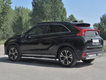 14 499 р. Защита заднего бампера (2 трубы Ø63 и 42 мм, нержавейка) SLITKOFF  Mitsubishi Eclipse Cross  GK (2017-2021) дорестайлинг  с доставкой в г. Омск. Увеличить фотографию 2