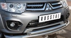 16 499 р. Защита переднего бампера (2 трубыØ63 мм, нержавейка) SLITKOFF Mitsubishi L200 5 KK,KL дорестайлинг (2015-2019)  с доставкой в г. Омск. Увеличить фотографию 2