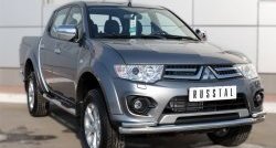 22 899 р. Защита переднего бампера (2 трубыØ63 и 42 мм, нержавейка) SLITKOFF  Mitsubishi L200  5 KK,KL (2015-2019) дорестайлинг  с доставкой в г. Омск. Увеличить фотографию 2