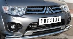 22 899 р. Защита переднего бампера (2 трубыØ63 и 42 мм, нержавейка) SLITKOFF  Mitsubishi L200  5 KK,KL (2015-2019) дорестайлинг  с доставкой в г. Омск. Увеличить фотографию 3