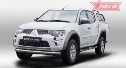 11 654 р. Защита переднего бампера одинарная Souz-96 (d76)  Mitsubishi L200  5 KK,KL (2015-2019) дорестайлинг  с доставкой в г. Омск. Увеличить фотографию 1