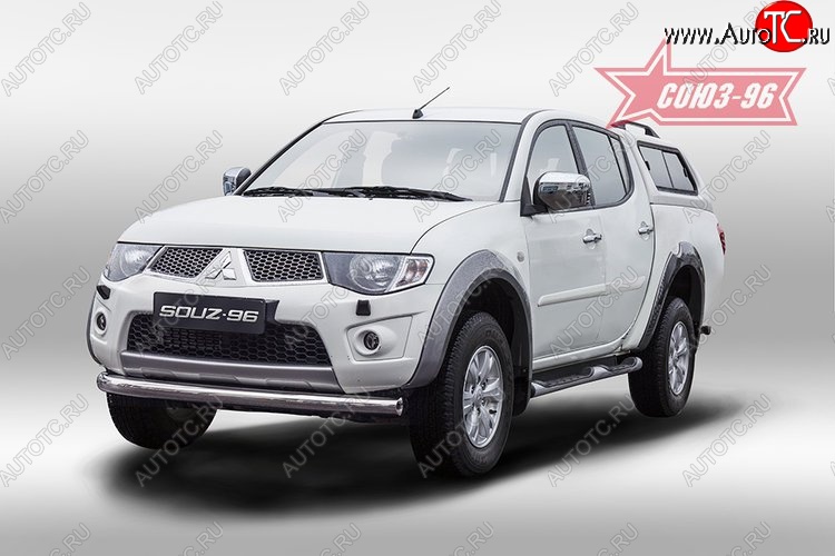 11 654 р. Защита переднего бампера одинарная Souz-96 (d76) Mitsubishi L200 5 KK,KL дорестайлинг (2015-2019)  с доставкой в г. Омск