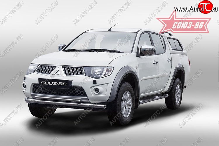 15 254 р. Защита переднего бампера двойная Souz-96 (d76/42) Mitsubishi L200 5 KK,KL дорестайлинг (2015-2019)  с доставкой в г. Омск