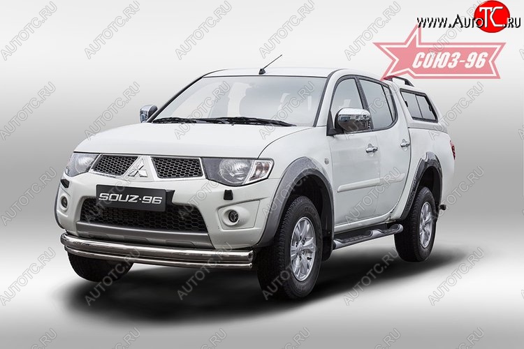 15 254 р. Защита переднего бампера двойная Souz-96 (d76/42) Mitsubishi L200 5 KK,KL дорестайлинг (2015-2019)  с доставкой в г. Омск