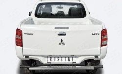 Защита заднего бампера (Ø120х60 мм с проступью, нержавейка) Russtal Mitsubishi (Митсубиси) L200 (л)  5 KK,KL (2015-2019) 5 KK,KL дорестайлинг