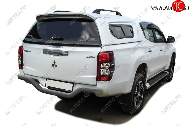 10 699 р. Защита заднего бампера Slitkoff (Ø 57 мм, без бампера)  Mitsubishi L200  5 KK,KL (2018-2022) рестайлинг (Сталь с полимерным покрытием. Цвет: серебристый)  с доставкой в г. Омск