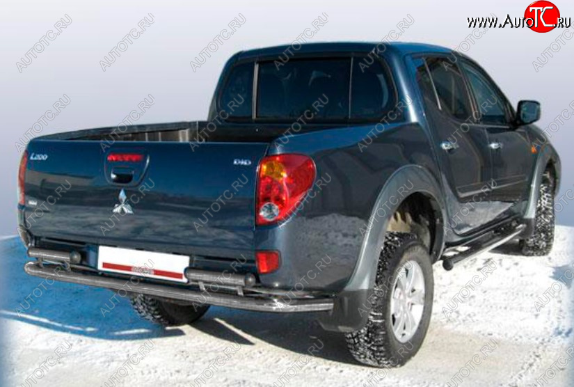 8 949 р. Защита переднего бампера Slitkoff (Ø 57 мм).  Mitsubishi L200 ( 4,  5 KK,KL) (2006-2022)  дорестайлинг, рестайлинг (Сталь с полимерным покрытием. Цвет: серебристый)  с доставкой в г. Омск