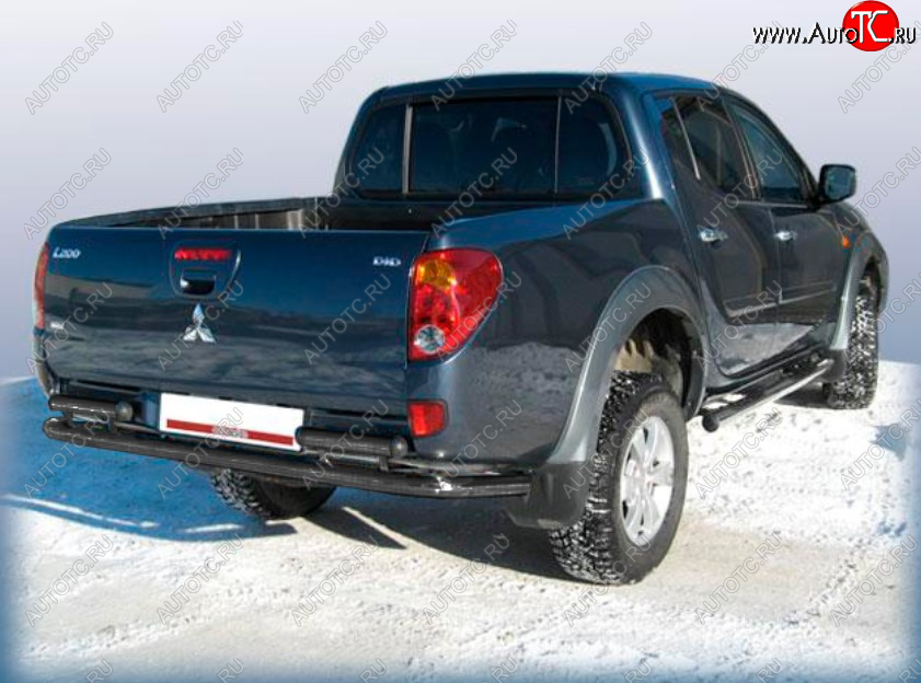 8 949 р. Защита заднего бампера Slitkoff (Ø 57 мм)  Mitsubishi L200 ( 4,  5 KK,KL) (2006-2022)  дорестайлинг, рестайлинг (Сталь с полимерным покрытием. Цвет: черный)  с доставкой в г. Омск