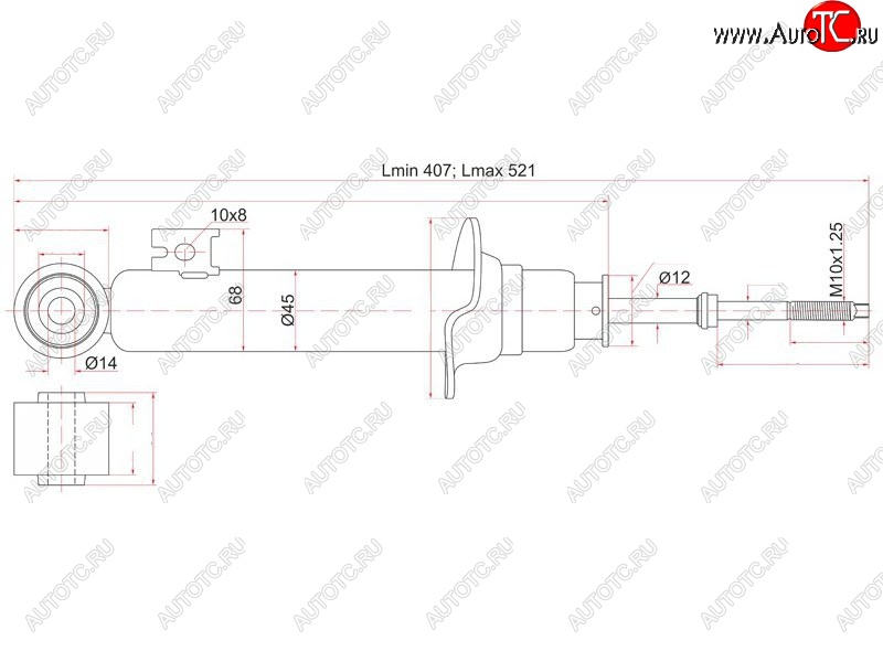 2 489 р. Амортизатор передний LH=RH SAT Mitsubishi L200 4  дорестайлинг (2006-2014)  с доставкой в г. Омск