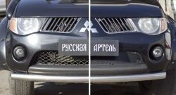 2 189 р. Защитная сетка решетки переднего бампера РА Mitsubishi L200 4  дорестайлинг (2006-2014)  с доставкой в г. Омск. Увеличить фотографию 2