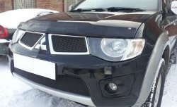 1 499 р. Сетка в решетку радиатора Russtal Mitsubishi L200 4  дорестайлинг (2006-2014) (черная)  с доставкой в г. Омск. Увеличить фотографию 4