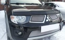 1 539 р. Нижняя сетка на бампер Russtal (хром)  Mitsubishi L200  4 - Pajero Sport  PB  с доставкой в г. Омск. Увеличить фотографию 3