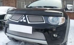 1 539 р. Нижняя сетка на бампер Russtal (хром)  Mitsubishi L200  4 - Pajero Sport  PB  с доставкой в г. Омск. Увеличить фотографию 1