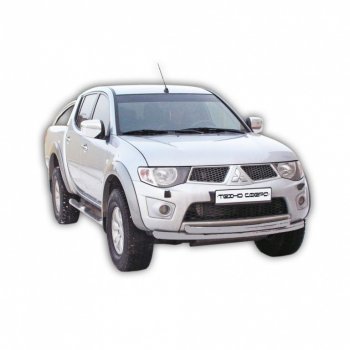 10 599 р. Защита переднего бампера ТехноСфера (Техно Сфера)  Mitsubishi L200  4 (2006-2014)  дорестайлинг (Серебристый)  с доставкой в г. Омск. Увеличить фотографию 1