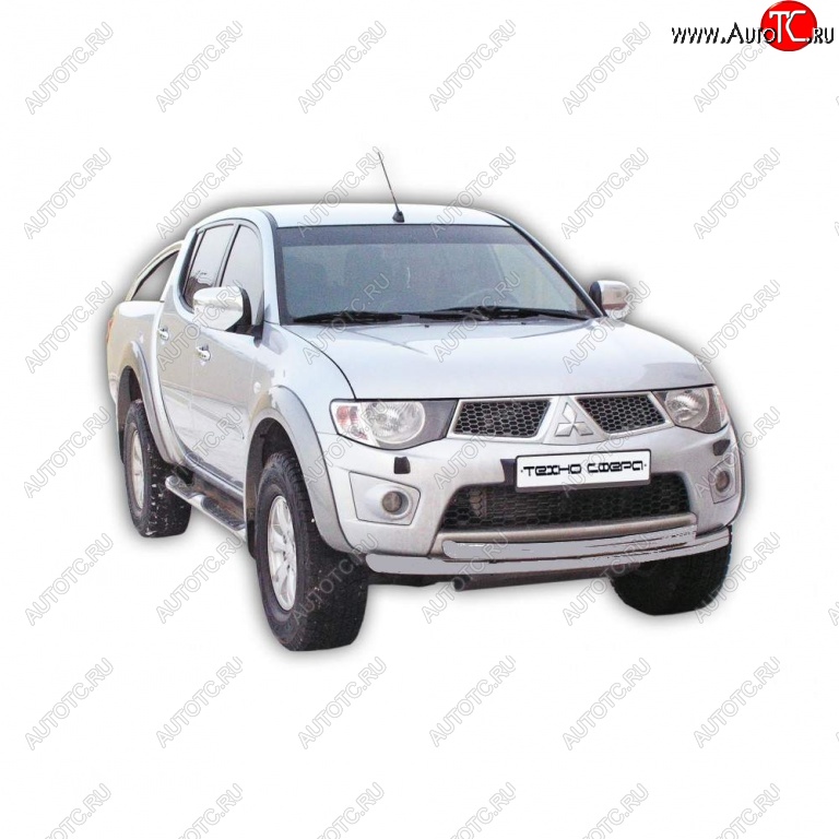 10 599 р. Защита переднего бампера ТехноСфера (Техно Сфера)  Mitsubishi L200  4 (2006-2014)  дорестайлинг (Серебристый)  с доставкой в г. Омск