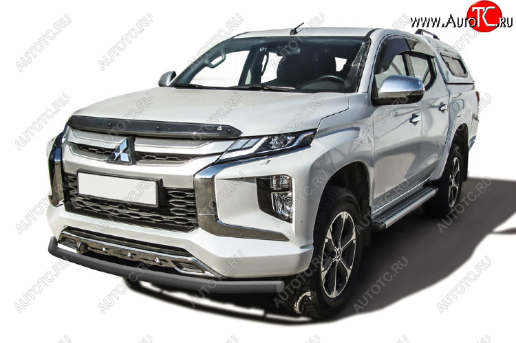 13 249 р. Защита переднего бампера Slitkoff (Ø 57 мм)  Mitsubishi L200  5 KK,KL (2018-2022) рестайлинг (Сталь с полимерным покрытием. Цвет: серебристый)  с доставкой в г. Омск