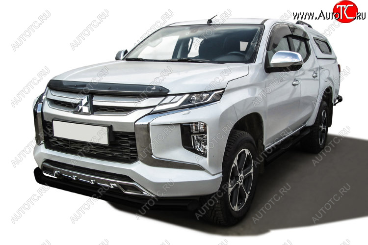 10 399 р. Защита переднего бампера Slitkoff (Ø 76 мм)  Mitsubishi L200  5 KK,KL (2018-2022) рестайлинг (Сталь с полимерным покрытием. Цвет: черный)  с доставкой в г. Омск