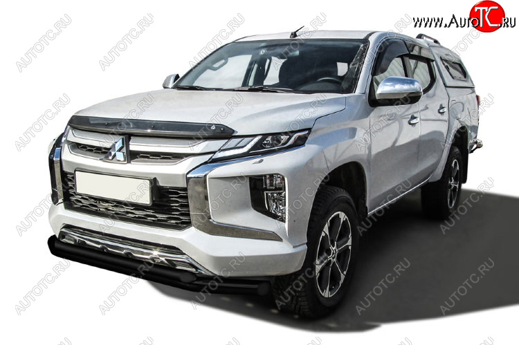 12 999 р. Защита переднего бампера Slitkoff (Ø 76+Ø 57 двойная)  Mitsubishi L200  5 KK,KL (2018-2022) рестайлинг (Сталь с полимерным покрытием. Цвет: черный)  с доставкой в г. Омск