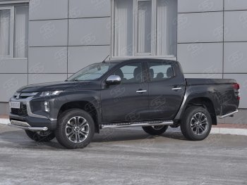 13 549 р. Защита переднего бампера (Ø 63 мм, нержавейка) Russtal Mitsubishi L200 5 KK,KL рестайлинг (2018-2022)  с доставкой в г. Омск. Увеличить фотографию 3