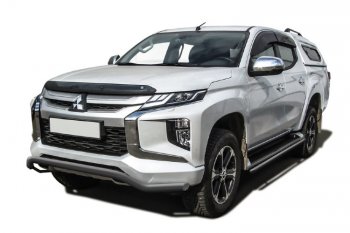 9 499 р. Защита переднего бампера Slitkoff (Ø 57 мм, волна).  Mitsubishi L200  5 KK,KL (2018-2022) рестайлинг (Сталь с полимерным покрытием. Цвет: серебристый)  с доставкой в г. Омск. Увеличить фотографию 1