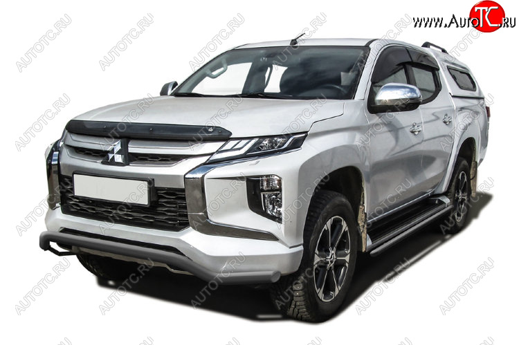 9 499 р. Защита переднего бампера Slitkoff (Ø 57 мм, волна).  Mitsubishi L200  5 KK,KL (2018-2022) рестайлинг (Сталь с полимерным покрытием. Цвет: серебристый)  с доставкой в г. Омск