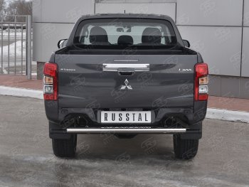 Защита заднего бампера (Ø120x60 мм с проступью, нержавейка) Russtal Mitsubishi (Митсубиси) L200 (л)  5 KK,KL (2018-2022) 5 KK,KL рестайлинг