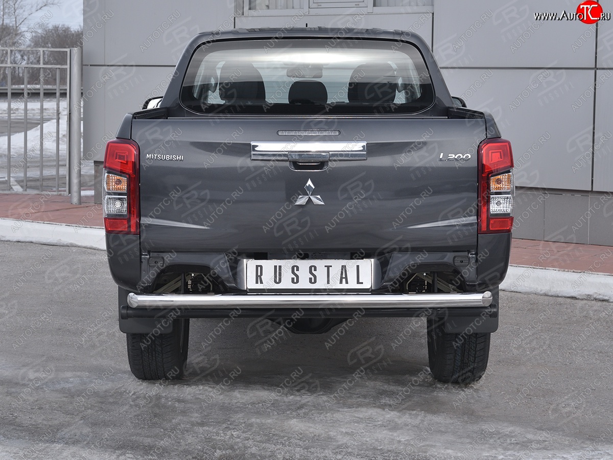 17 649 р. Защита заднего бампера (Ø63 мм, нержавейка) RUSSTAL  Mitsubishi L200  5 KK,KL (2018-2022) рестайлинг  с доставкой в г. Омск