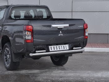 21 599 р. Защита заднего бампера (2 трубы Ø63 и 42 мм , нержавейка) RUSSTAL  Mitsubishi L200  5 KK,KL (2018-2022) рестайлинг  с доставкой в г. Омск. Увеличить фотографию 2