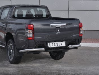 13 199 р. Защита заднего бампера (Ø76 мм уголки, нержавейка) SLITKOFF  Mitsubishi L200  5 KK,KL (2018-2022) рестайлинг  с доставкой в г. Омск. Увеличить фотографию 3