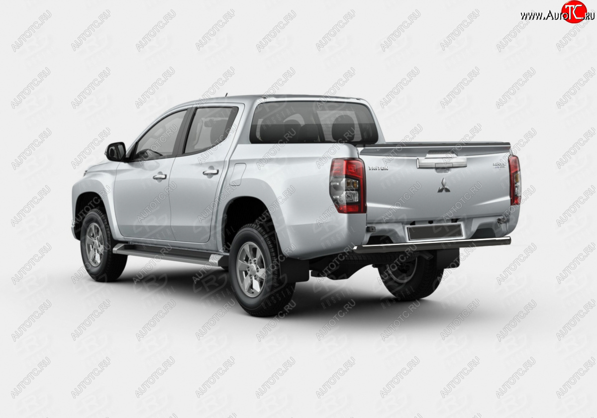 11 399 р. Защита заднего бампера (Ø63 мм, окрашенная) SLITKOFF  Mitsubishi L200  5 KK,KL (2018-2022) рестайлинг (цвет черный муар)  с доставкой в г. Омск