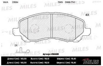 1 239 р. Колодки тормозные передние MILES Mitsubishi Lancer 10 седан дорестайлинг (2007-2010)  с доставкой в г. Омск. Увеличить фотографию 1