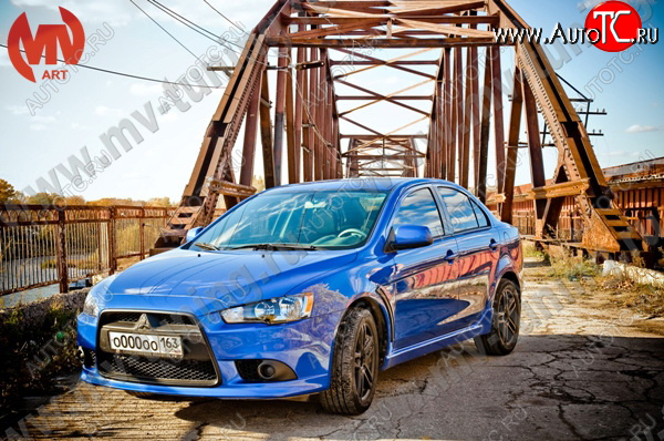 6 599 р. Накладки порогов EVO Mitsubishi Lancer 10 хэтчбек 5 дв рестайлинг (2011-2017) (Неокрашенные)  с доставкой в г. Омск