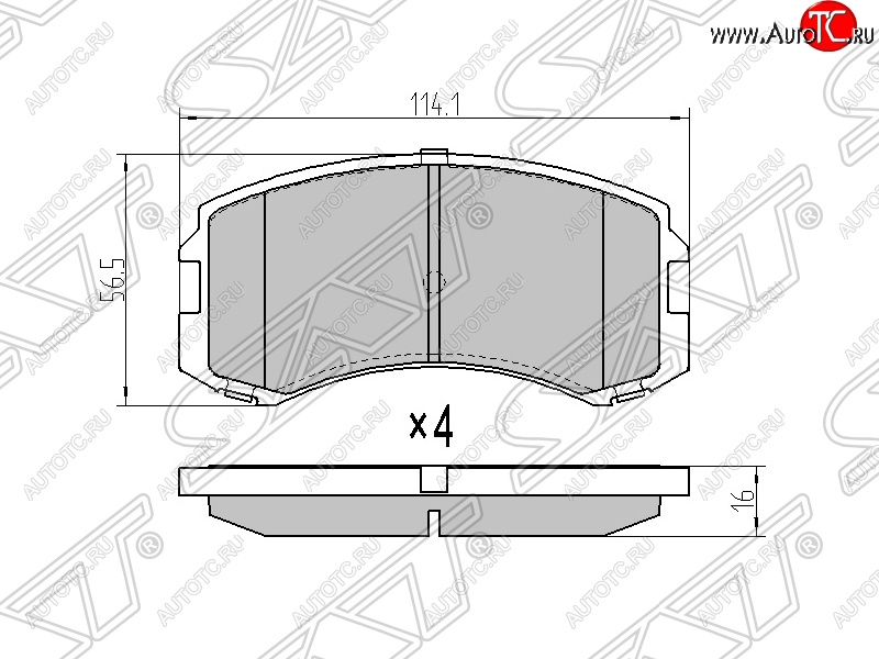 1 139 р. Колодки тормозные SAT (передние) Mitsubishi Lancer Cedia 9 CS универсал (2000-2003)  с доставкой в г. Омск