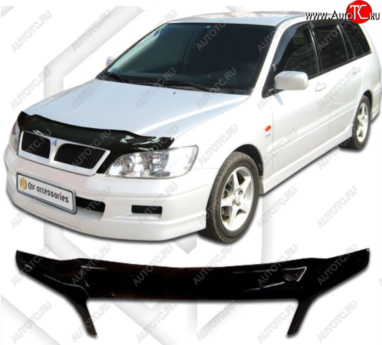 2 299 р. Дефлектор капота CA-Plastiс exclusive  Mitsubishi Lancer  9 (2003-2005) 1-ый рестайлинг универсал (Classic черный, Без надписи)  с доставкой в г. Омск