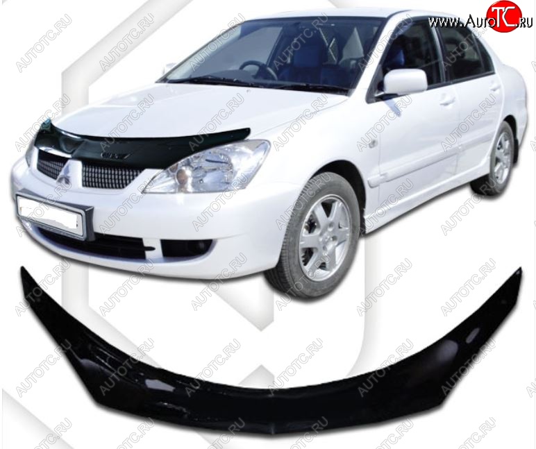 2 149 р. Дефлектор капота CA-Plastiс exclusive  Mitsubishi Lancer  9 (2005-2009) 2-ой рестайлинг седан, 2-ой рестайлинг универсал (Classic черный, Без надписи)  с доставкой в г. Омск