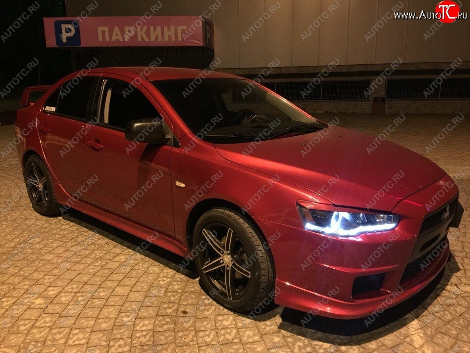 579 р. Реснички на фары Style Mitsubishi Lancer 10 седан дорестайлинг (2007-2010) (Неокрашенные)  с доставкой в г. Омск