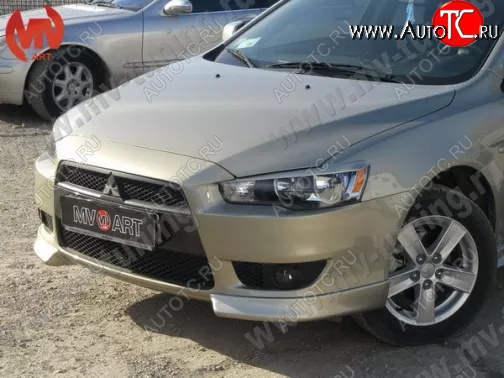 4 199 р. Клыки переднего бампера (комплектация 2.0 INTENSE) MV-Tuning  Mitsubishi Lancer  10 (2007-2010) седан дорестайлинг, хэтчбэк дорестайлинг (Неокрашенные)  с доставкой в г. Омск