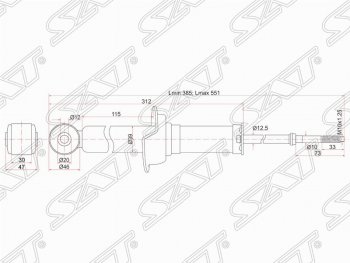 2 049 р. Амортизатор задний SAT (установка на левую или правую сторону) Mitsubishi Lancer 10 седан дорестайлинг (2007-2010)  с доставкой в г. Омск. Увеличить фотографию 2