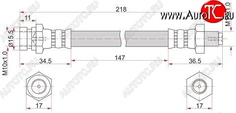 1 439 р. Тормозной шланг SAT (задний, LH=RH, пр-во Таиланд) Mitsubishi Pajero 4 V90 дорестайлинг (2006-2011)  с доставкой в г. Омск