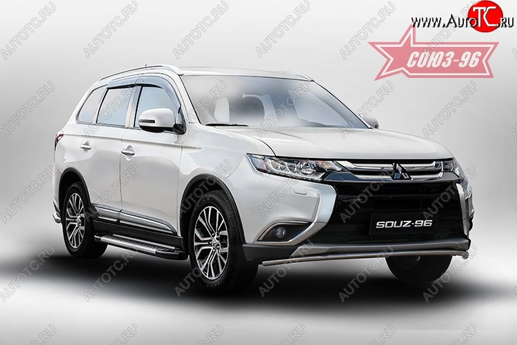 9 404 р. Защита переднего бампера Souz-96 (d42) Mitsubishi Outlander GF 2-ой рестайлинг (2015-2018)  с доставкой в г. Омск