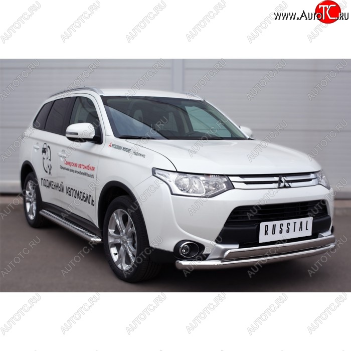 30 999 р. Широкая защита порогов с трубой диаметром 42 мм SLITKOFF v3  Mitsubishi Outlander  GF (2015-2018) 2-ой рестайлинг  с доставкой в г. Омск