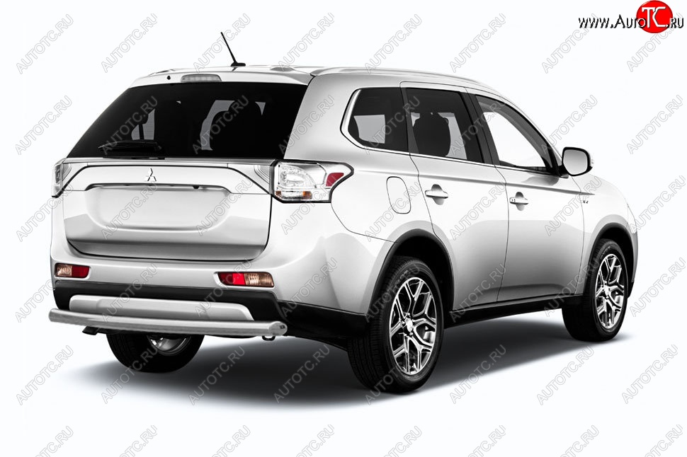 7 849 р. Защита заднего бампера Slitkoff (короткая, d57)  Mitsubishi Outlander  GF (2015-2018) 2-ой рестайлинг (Нержавейка, Полированная)  с доставкой в г. Омск