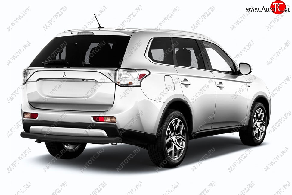 5 499 р. Защита заднего бампера Slitkoff (короткая, d57)  Mitsubishi Outlander  GF (2015-2018) 2-ой рестайлинг (Сталь с полимерным покрытием. Цвет: чёрный)  с доставкой в г. Омск