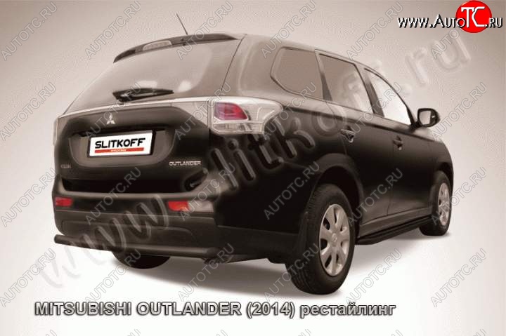 7 999 р. Защита задняя Slitkoff (57 мм)  Mitsubishi Outlander  GF (2014-2016) 1-ый рестайлинг (Цвет: серебристый)  с доставкой в г. Омск