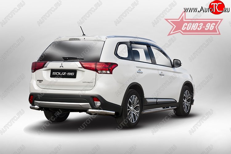 8 504 р. Защита заднего бампера из боковых полированых уголков (d60) Souz-96 Mitsubishi Outlander GF 2-ой рестайлинг (2015-2018)  с доставкой в г. Омск