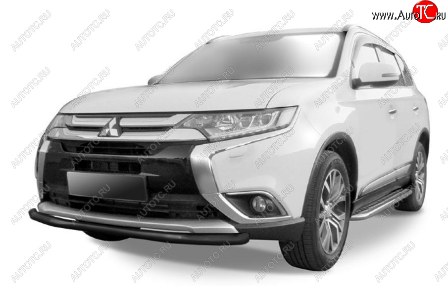 8 449 р. Защита переднего бампера Slitkoff (Ø 57 мм).  Mitsubishi Outlander  GF (2015-2018) 2-ой рестайлинг (Сталь с полимерным покрытием. Цвет: черный)  с доставкой в г. Омск