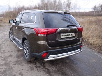 20 999 р. Защита заднего бампера ТСС (нержавейка d 60,3 мм)  Mitsubishi Outlander  GF (2014-2018) 1-ый рестайлинг, 2-ой рестайлинг  с доставкой в г. Омск. Увеличить фотографию 1