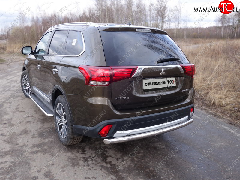 20 999 р. Защита заднего бампера ТСС (нержавейка d 60,3 мм)  Mitsubishi Outlander  GF (2014-2018) 1-ый рестайлинг, 2-ой рестайлинг  с доставкой в г. Омск