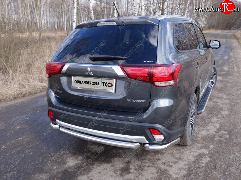 16 549 р. Защита заднего бампера (короткая) ТСС (нержавейка d 60,3 мм) Mitsubishi Outlander GF 2-ой рестайлинг (2015-2018)  с доставкой в г. Омск